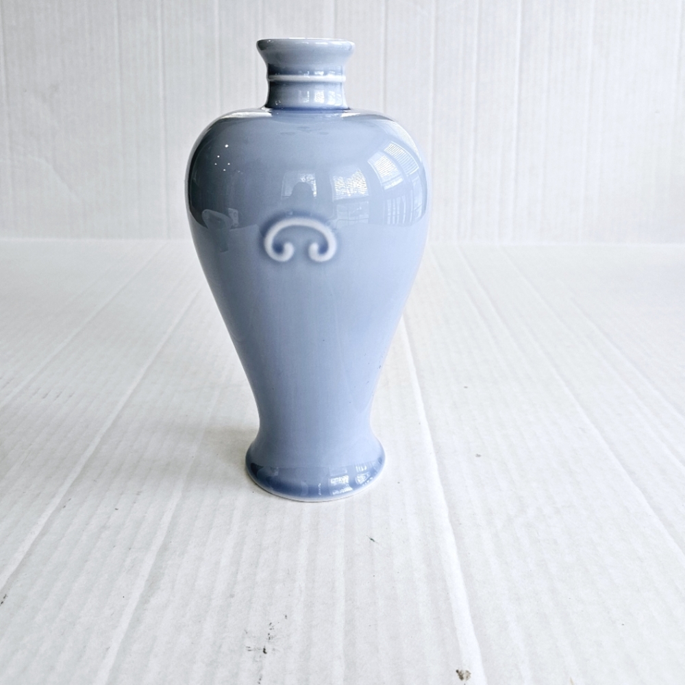 Vintage Clair de Lune glazed meiping vase blue porcelain reproduction marked MMA